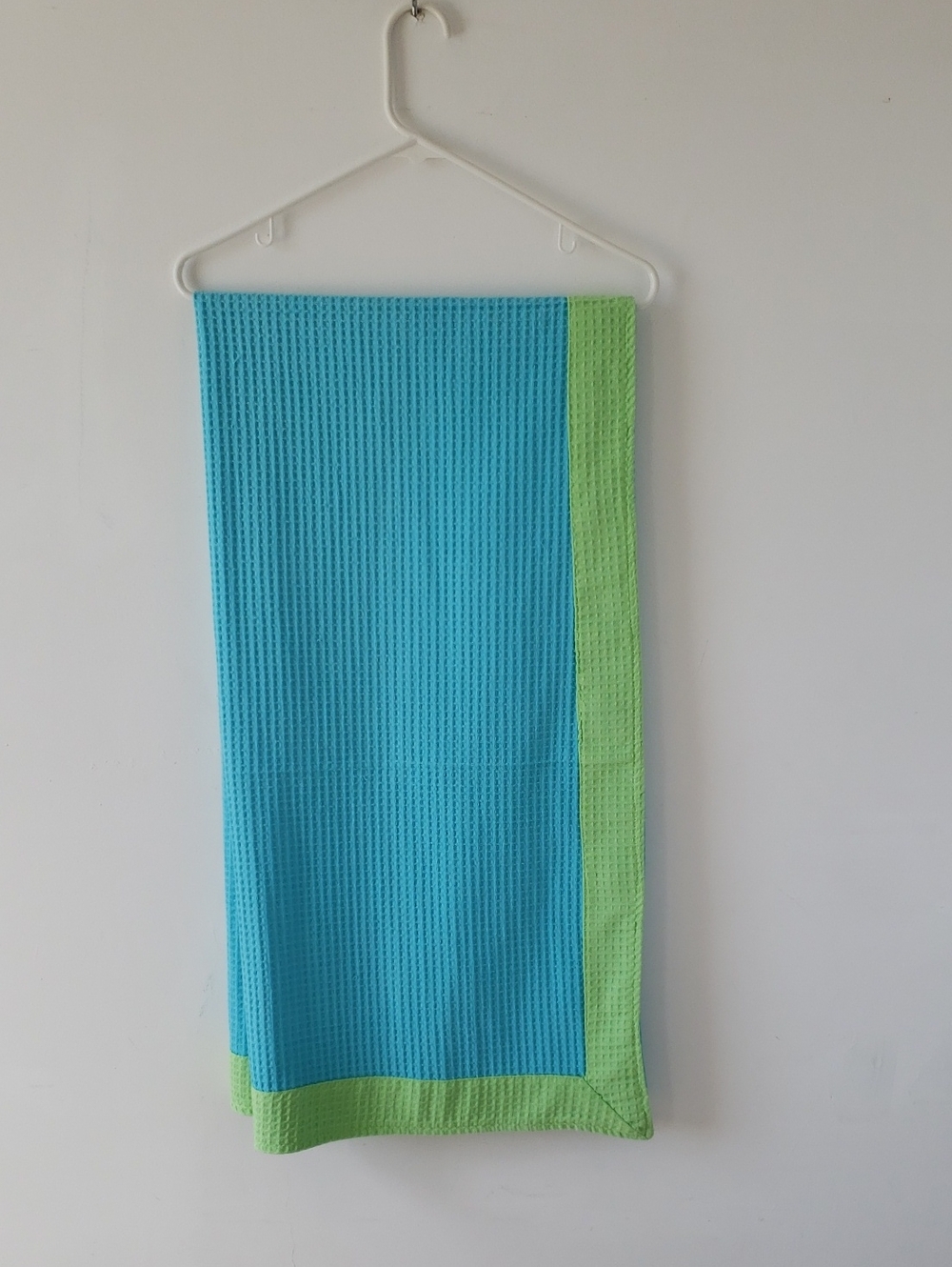 Beach Towel - Aqua with Lime Trim